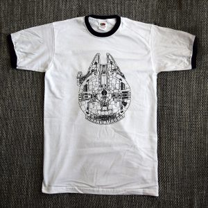 biele tričko millenium falcon - hviezdne vojny